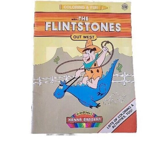 Coloring And Fun With The Flintstones Out West, Vintage Coloring Book Kids - Picture 1 of 7